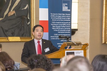 Prof Joshua Mok Ka-ho delivered his keynote speech at the seminar that marked the launch of CGHE.